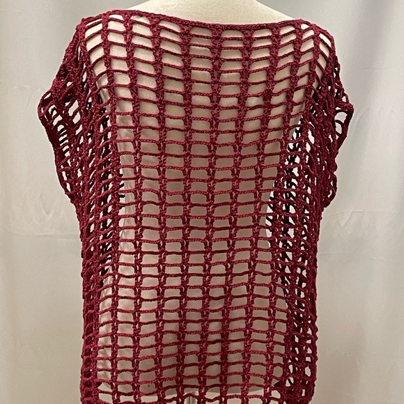 Red Open Knit Top - Picture 3 of 4